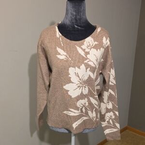 Joie‎ NWT Beige Ivory Floral Jacquard Crew Neck Sweater Size XS